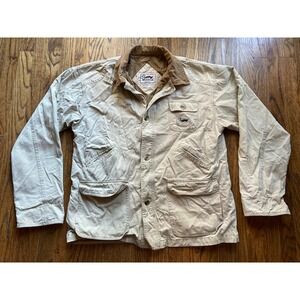 Vintage Duxbak Jacket Mens Size Medium Beige Tan Hunting Cotton Button